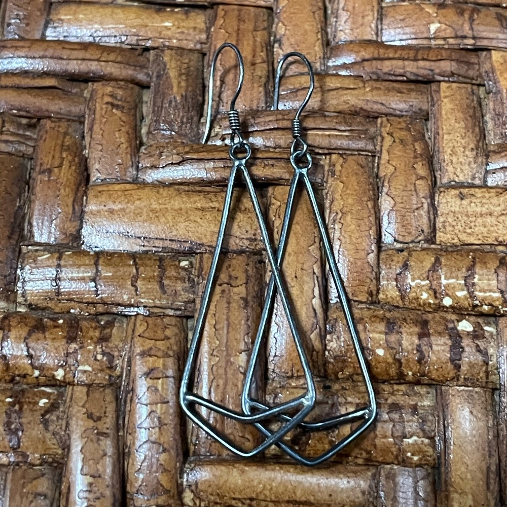 Geometric Gunmetal Wire Earrings